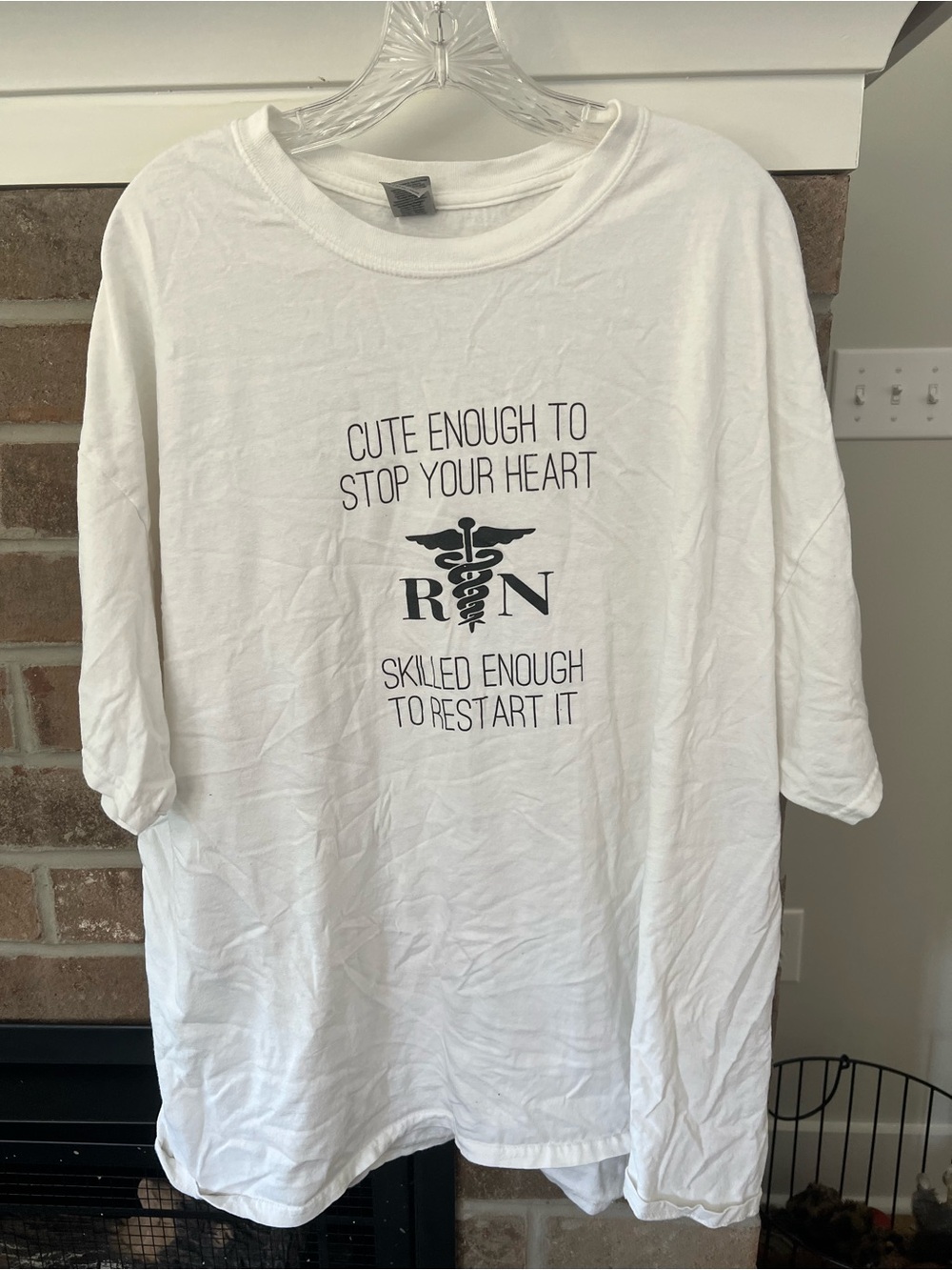 Gildan White RN Graphic Tee - Black Print